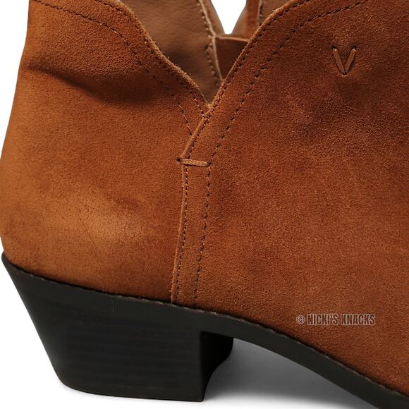Vionic Liv Cognac Tan Suede Low Heel Ankle Booties Western Comfort Size 8.5W - Picture 6 of 11